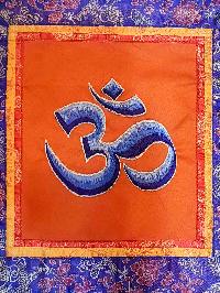 Tibetan Cochin Brocade Wall Hanging With Embroidered Om