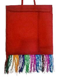 Tibetan Cochin Brocade Wall Hanging With Embroidered Om