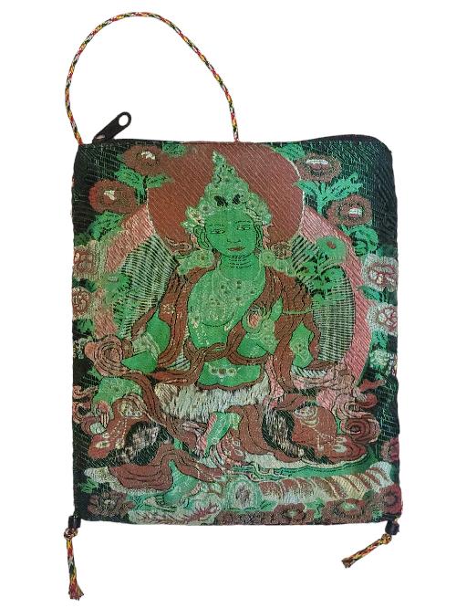 Green Tara Embroidered Small Cotton Bag