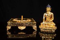 [shakyamuni Buddha], Buddhist Handmade Statue, [full Gold Plated], [face Painted], [stone Setting]