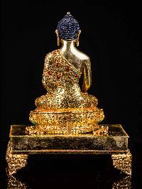 [shakyamuni Buddha], Buddhist Handmade Statue, [full Gold Plated], [face Painted], [stone Setting]