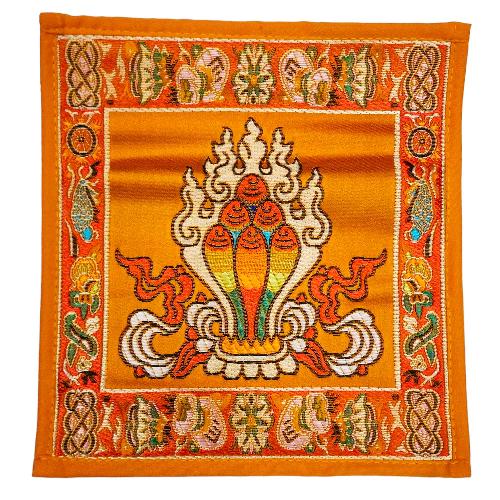 Tibetan Cochin Brocade Tea Matt With Embroidered Kalas