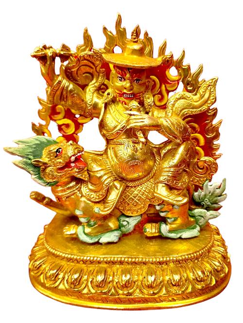 [dorje Legpa], Handmade Buddhist Statue, Full Gold Plated Painted Face