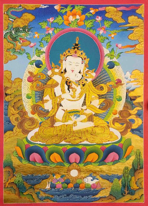 [vajrasattva], Buddhist Traditional Painting, Hand Painted, [real Gold]
