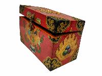 Tibetan Ritual Wooden Box, Traditional Color Painted