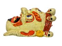 [bhairav], Handmade Wooden Mask, Wall Hanging, [painted], Poplar Wood, White Mahakala