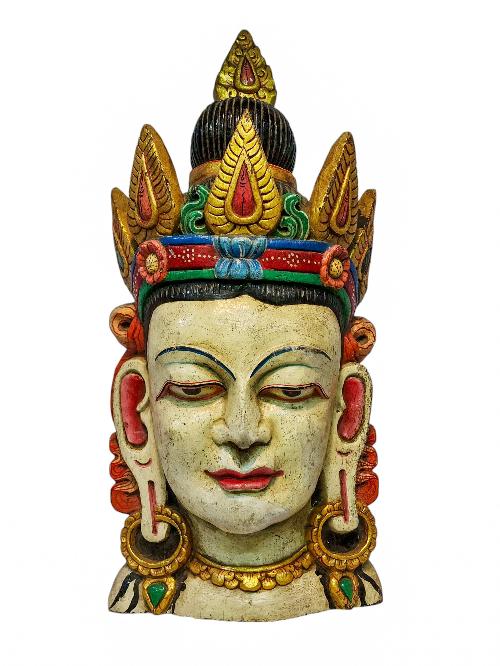[chenrezig], Handmade Wooden Mask, Wall Hanging, [painted], Poplar Wood