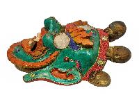 [bhairav], Handmade Wooden Mask, Wall Hanging, [painted], Poplar Wood, White Mahakala