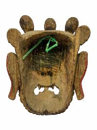 [bhairav], Handmade Wooden Mask, Wall Hanging, [painted], Poplar Wood, White Mahakala