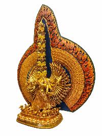 [sitatapatra], Buddhist Handmade Statue, Full Fire Gold Plated, Painted Face
