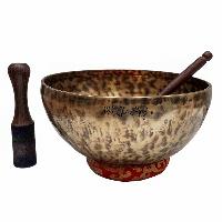[full Moon Bowl], Moon Carved, Buddhist Hand Beaten, Antique Finishing, [select Accessories], [select Accessories]