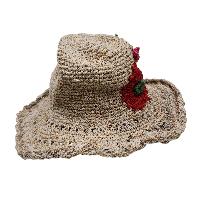 Natural Hemp  Sun Hat – Organic, Breathable Summer Accessory, With Flowers