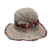 Natural Hemp  Sun Hat – Organic, Breathable Summer Accessory, With Flowers