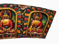 Wooden Wall Hanging, With Amitabha Buddha And Shakyamuni Buddha, [natural Colour Finishing], Hand Carved