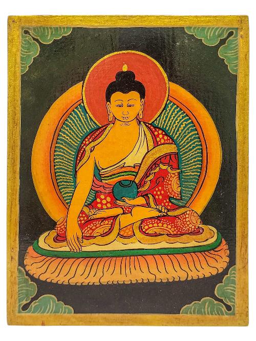 [wooden Thangka Of Shakyamuni Buddha Or Wall Hanging], [natural Colour Finishing], Hand Painted
