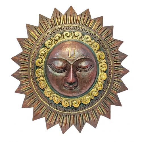 [sun], Handmade Wooden Mask, Wall Hanging, [painted], Poplar Wood