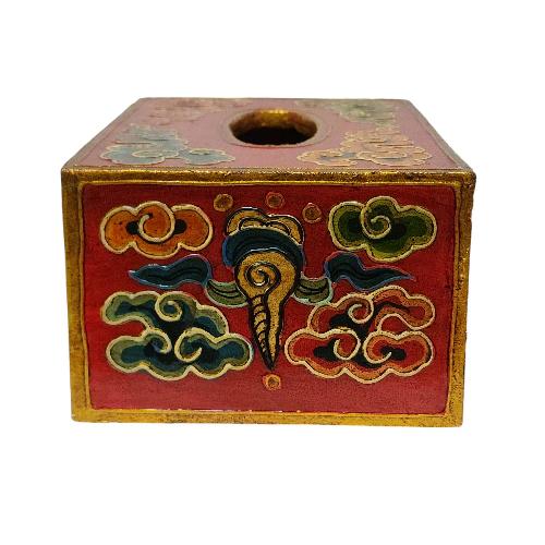 Wooden Serviette Napkin Holder,with [red] Painted, [cloud] Design, Tissue Box