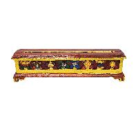 Tibetan Ritual Wooden Incense Burner, With [ashtamangala Design], Traditional Color Painted