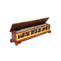 Tibetan Ritual Wooden Incense Burner, With [ashtamangala Design], Traditional Color Painted