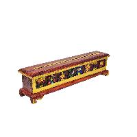 Tibetan Ritual Wooden Incense Burner, With [ashtamangala Design], Traditional Color Painted