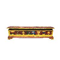 Tibetan Ritual Wooden Incense Burner, With [ashtamangala Design], Traditional Color Painted