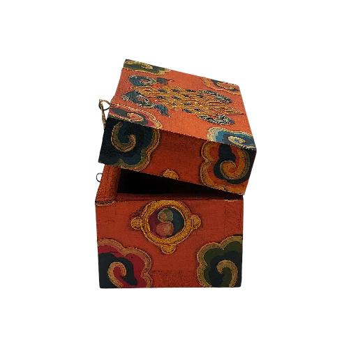 Tibetan Ritual Wooden [buddha Eye] Design Box, Traditional Color Painted