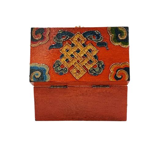 Tibetan Ritual Wooden [buddha Eye] Design Box, Traditional Color Painted