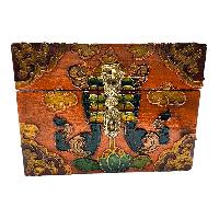 Buddhist Wooden Box, Tibetan Style With Traditional Colors