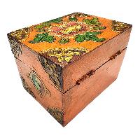 Buddhist Wooden Box, Tibetan Style With Traditional Colors