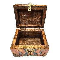 Buddhist Wooden Box, Tibetan Style With Traditional Colors