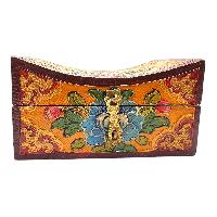Buddhist Wooden Box, Tibetan Style With Traditional Colors