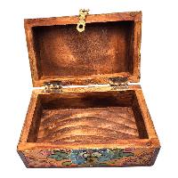 Buddhist Wooden Box, Tibetan Style With Traditional Colors