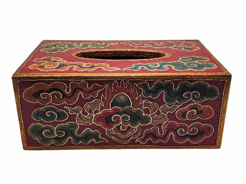 Wooden Serviette Napkin Holder, Painted, [flower] Design, Tissue Box