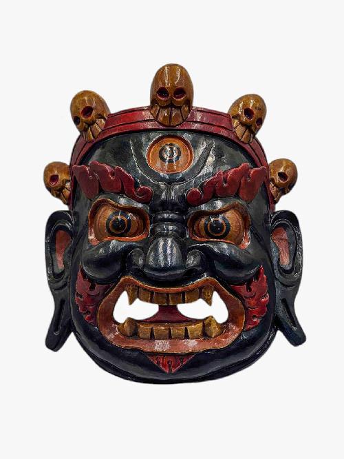 [bhairav], Handmade Wooden Mask, Wall Hanging, Painted, Poplar Wood