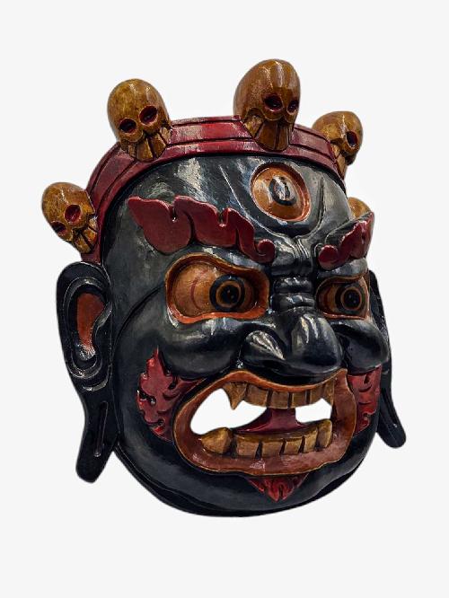 [bhairav], Handmade Wooden Mask, Wall Hanging, Painted, Poplar Wood