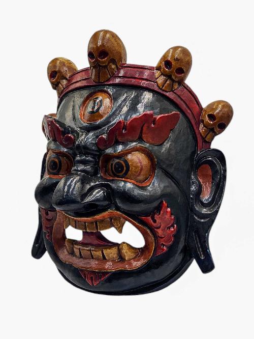 [bhairav], Handmade Wooden Mask, Wall Hanging, Painted, Poplar Wood