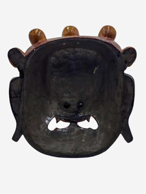 [bhairav], Handmade Wooden Mask, Wall Hanging, Painted, Poplar Wood