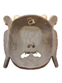 [bhairav], Handmade Wooden Mask, Wall Hanging, Painted, Poplar Wood, Painted Red