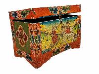Buddhist Wooden Box, Tibetan Style With Traditional Colors