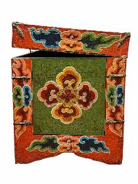 Buddhist Wooden Box, Tibetan Style With Traditional Colors