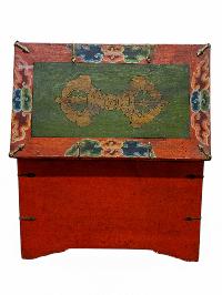 Buddhist Wooden Box, Tibetan Style With Traditional Colors