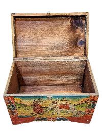 Buddhist Wooden Box, Tibetan Style With Traditional Colors