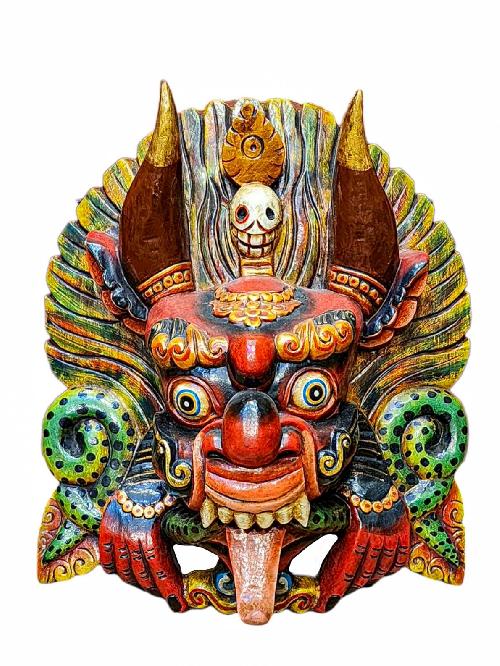 [cheppu], Handmade Wooden Mask, Wall Hanging, Painted, Poplar Wood