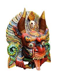 [cheppu], Handmade Wooden Mask, Wall Hanging, Painted, Poplar Wood