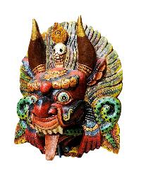 [cheppu], Handmade Wooden Mask, Wall Hanging, Painted, Poplar Wood