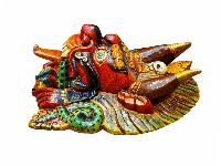 [cheppu], Handmade Wooden Mask, Wall Hanging, Painted, Poplar Wood