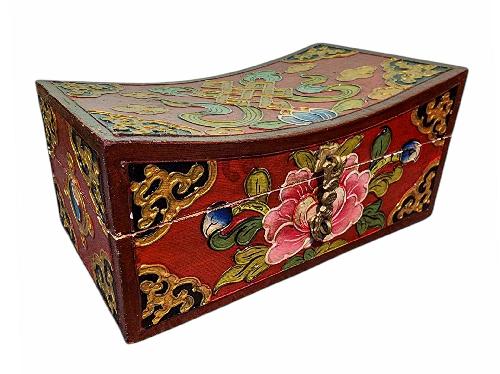 Buddhist Wooden Box, Tibetan Style With Traditional Colors, [sp]