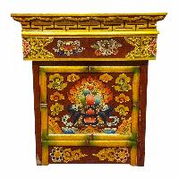 Large Tibetan Foldable Meditational Wooden Table With Temple Lion,[painted], Hand Carved
