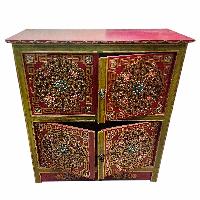 Tibetan Buddhist Cabinet With Four Doors With Flower Design, [painted]