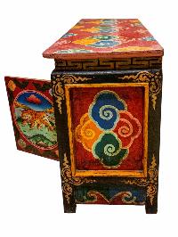 Tibetan Buddhist Cabinet With Four Doors, [tiger And Double Dorje Painted]